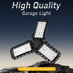 Ultra-Bright Three-Panel LED for Garage Light Featuring Adjustable Sections, Wide-Angle Glare-Free Design, Effective Aluminum Heat Dissipation, Compatible with E26/E27 Sockets, Plug-And-Play, Ideal for Garages, Basements, Workshops, Attics
