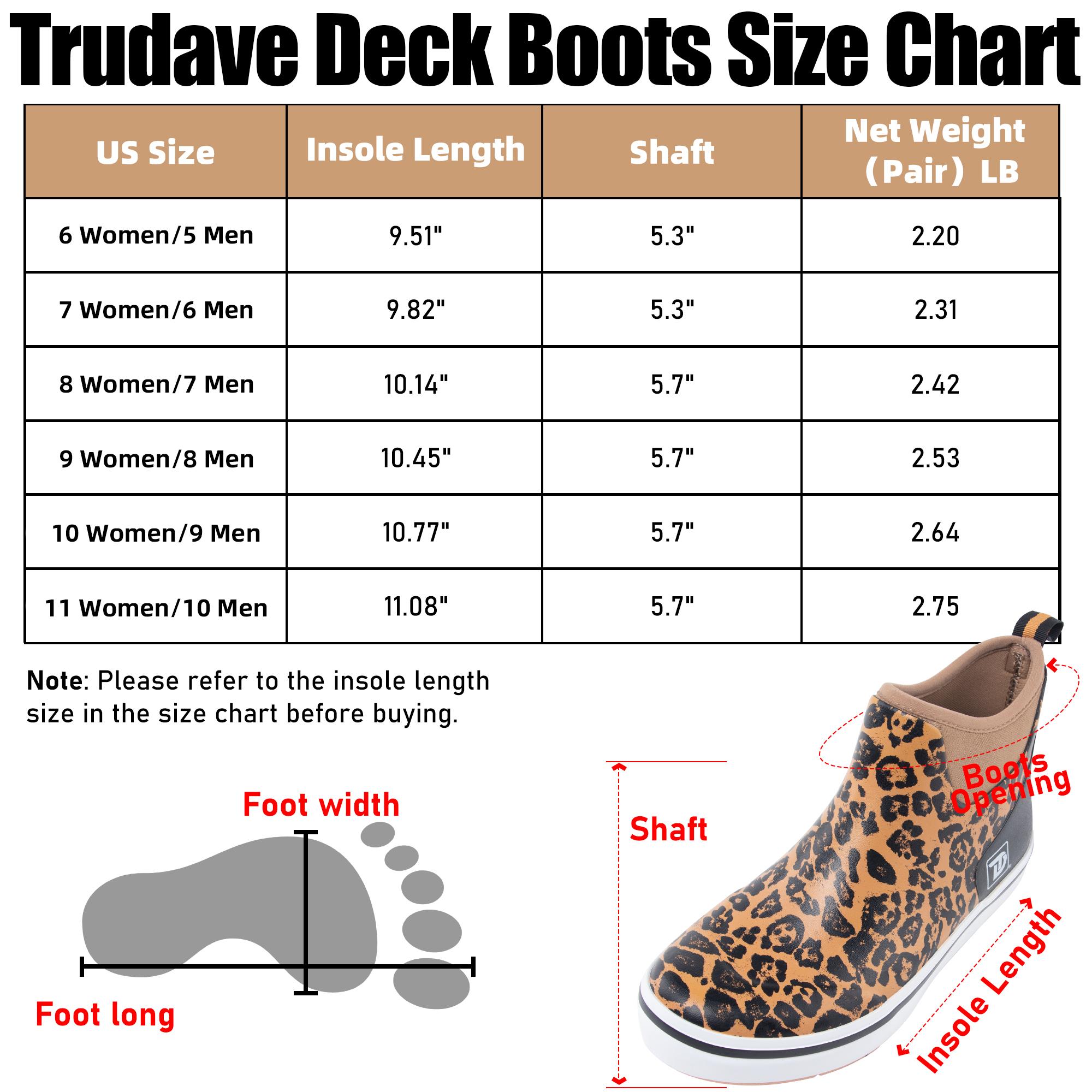 Trudave Women's Deck Boots, Waterproof Rubber Fishing Rain Boots, Anti-slip Short Ankle Shoes for Outdoor Fishing, Boating Leopard Print Footwear Comfort #TiktokShopBlackFriday
