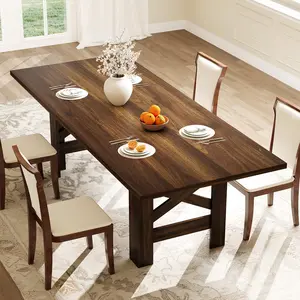 Garvee Wood Farmhouse Dining Table for 6-8, Heavy Duty Large Kitchen Table, 70.87" Long Rectangular Dining Room Tables with Strong Legs, Thickness Tabletop, for Big Family, Dinette, Walunt