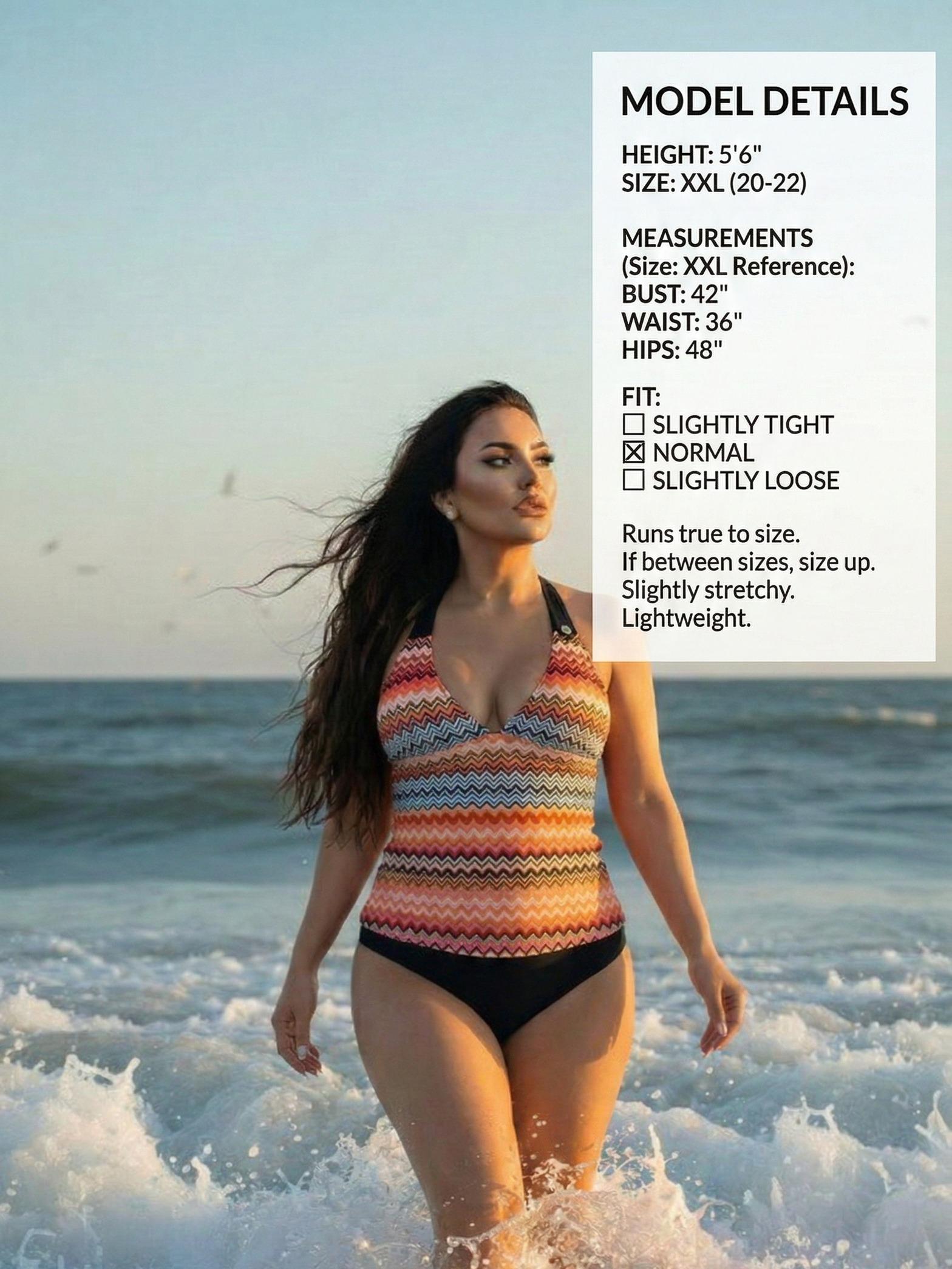 2026 Summer Vibes Boho Halter Tummy Control Tankini The ultimate "Instant Slim" suit for curvy girls Vacation-ready Photo-perfect