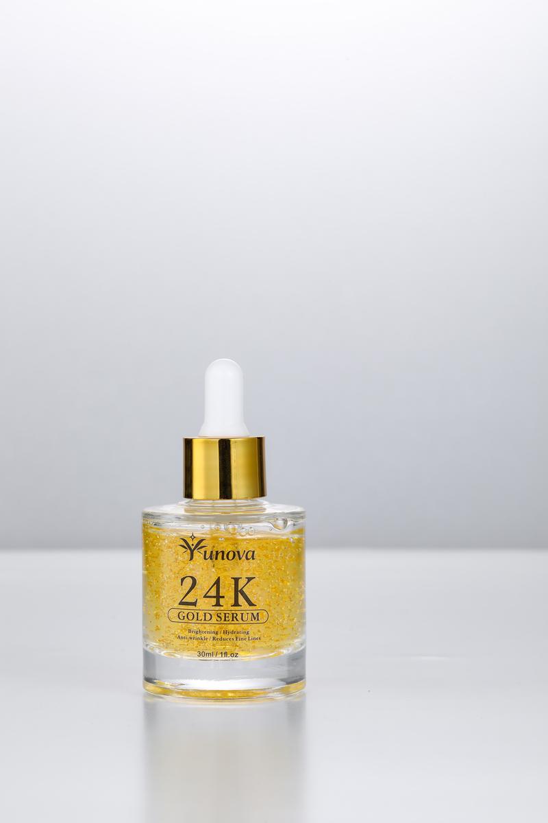Yunova Luxury 24K Gold Serum: Ultimate Anti-Aging with Real Gold Flakes & Hyaluronic Acid | Hydrates, Reduces Wrinkles, Brightens