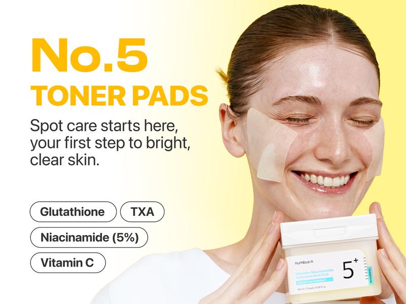 [numbuzin official shop] No.5 Toner Pads | Vitamin-Niacinamide Concentrated Pad | 70 Pads/6.08 fl. oz.