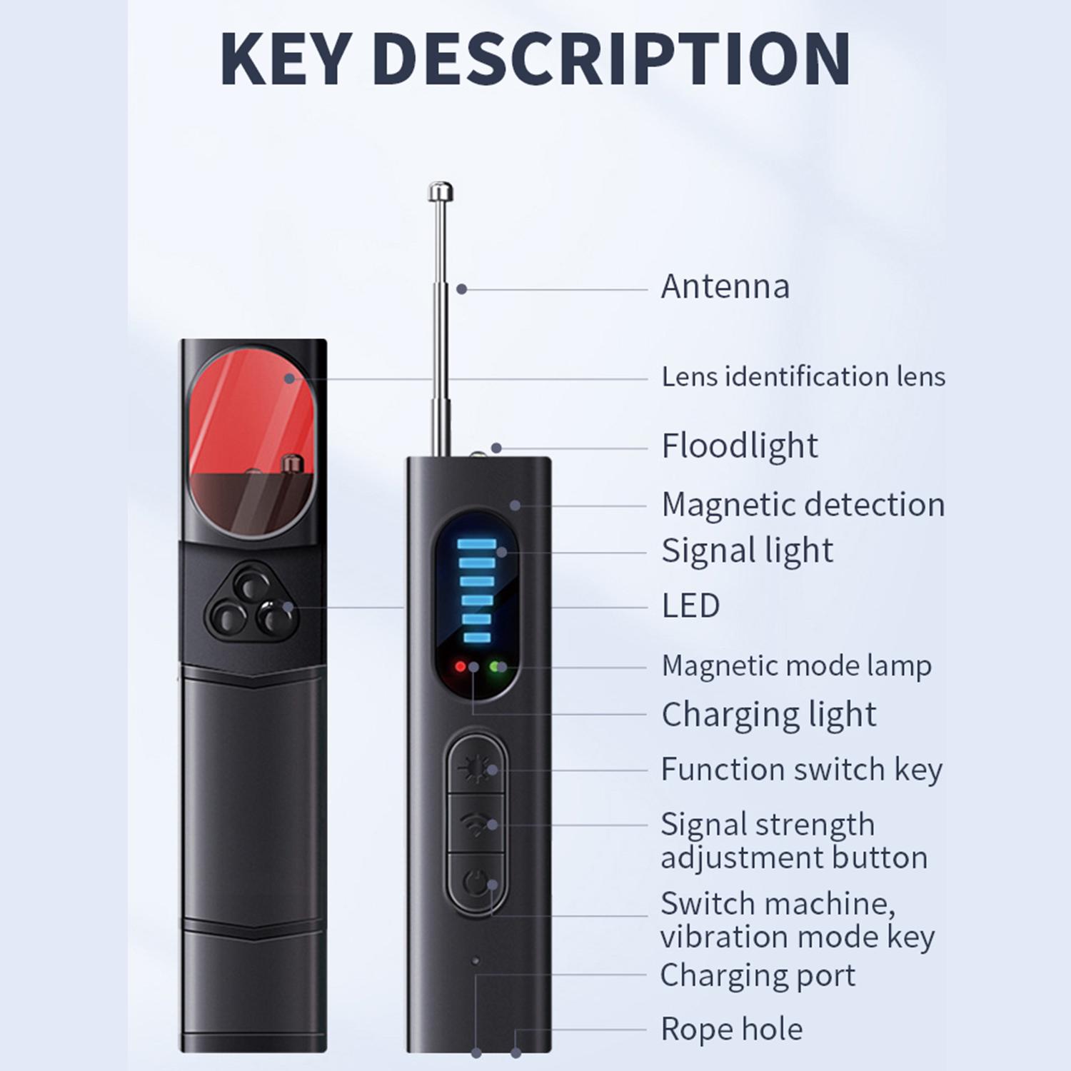 Hidden Camera Detector GPS Tracker Device for Airbnb, Travel, Car, Bathroom, Office, Hotel, Listening Device Detector, Anti-Positioning Monitoring, Black friend gift Remote Portable Electronic Gadgets Wireless Safety Protection Automatic