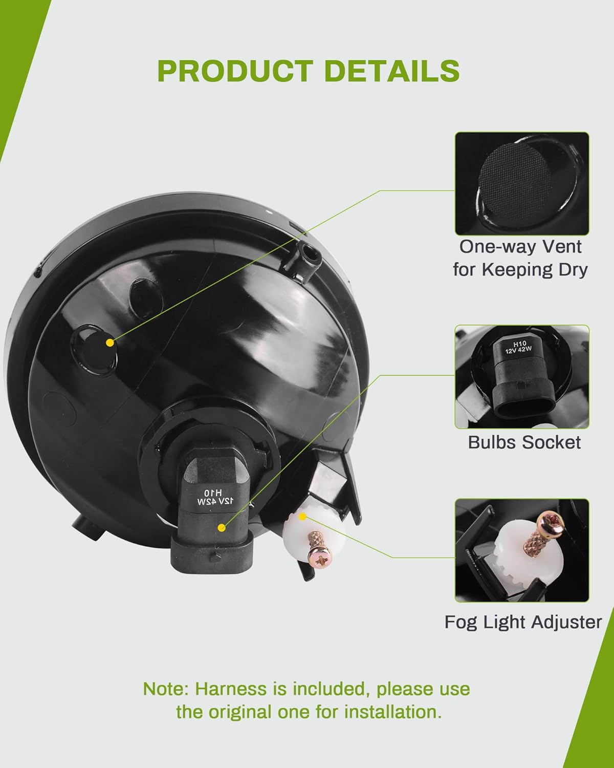 YITAMOTOR Fog Lights Compatible with 2005-2011 Tacoma, 2007-2012 Tundra, 2004-2006 Solara Fog Light Replacement,with 12V 42W H10 Bulbs, Wiring Harness and Switch,Clear Lens