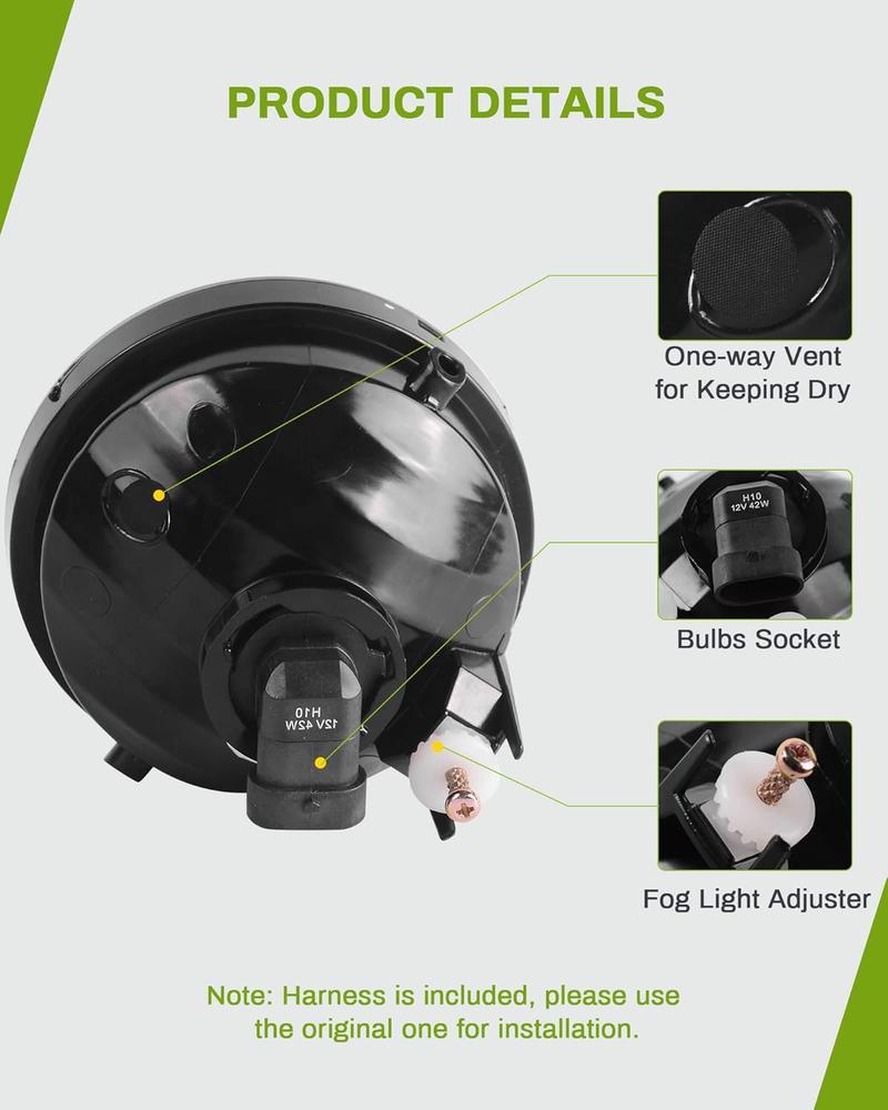 YITAMOTOR Fog Lights Compatible with 2005-2011 Tacoma 2007-2012 Tundra 2004-2006 Solara Fog Light Replacement,with 12V 42W H10 Bulbs, Wiring Harness and Switch,Clear Lens