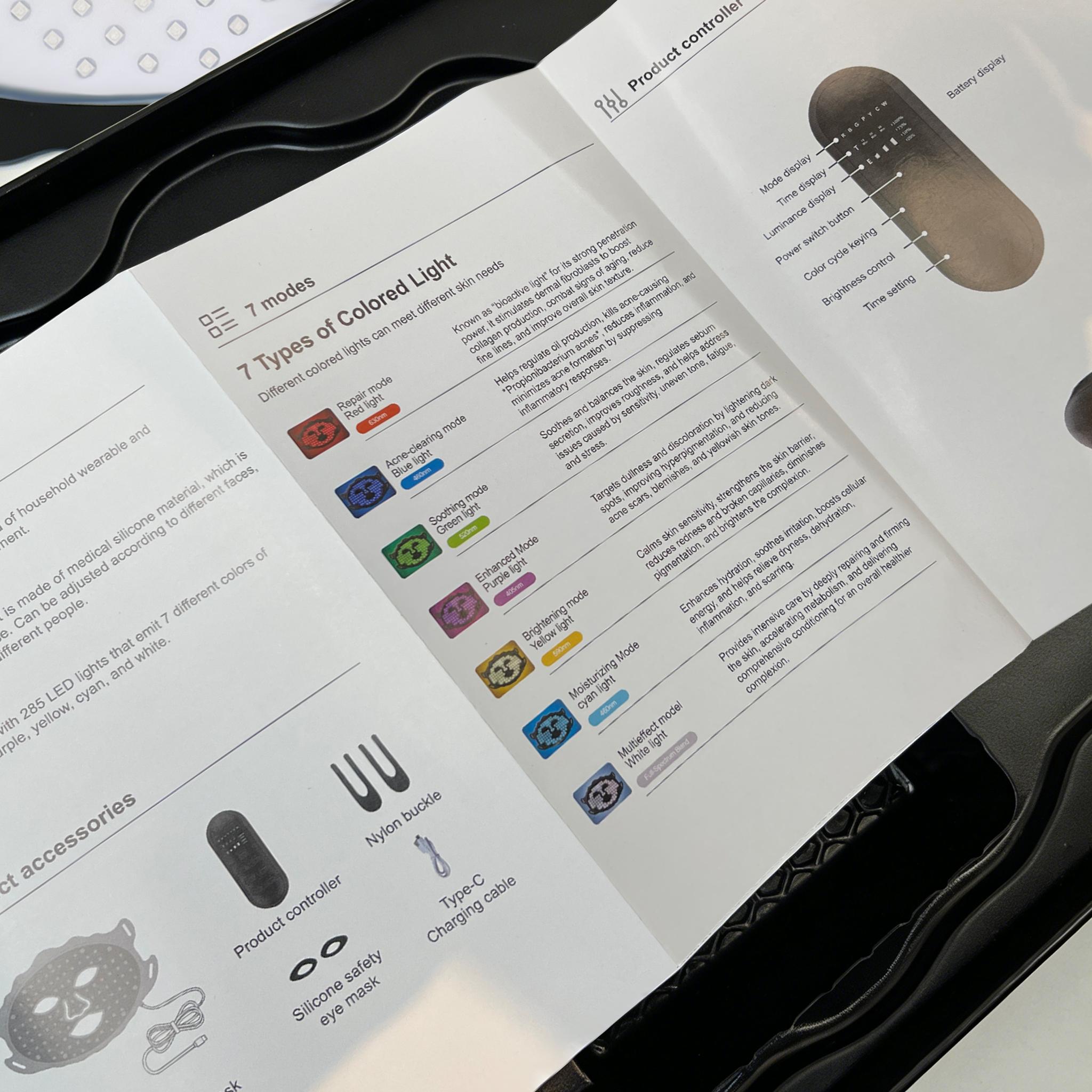 AIUO Upgraded 7-Color LED Light Therapy Mask Wireless Rechargeable Facial Care Device Red Light Multi-Mode Skincare Daily Beauty Routine Gift for Women Valentine's Day Gift