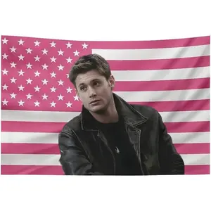 Dean Jensen Star Ackles America Pink Flag Wall Tapestry Winchester Blanket Funny Poster For College Dorm Decor Room Decoration Gift Decorative Cotton