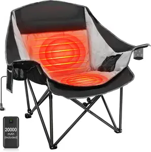 Heated Camping Chair with 20000mAh Power Bank – 3 Heat Levels & 2 Heating Zones, Portable & Folding for Outdoor Sports, Camping & Hiking