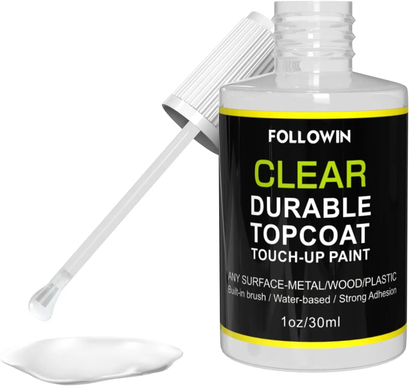 Automotive Clear Coat, Gloss Clear Finished Car Touch Up Paint, Use on Exterior & Interior Multi-Surface, Water Based Topcoat for Metal, Wood, Wall 1oz/30ml