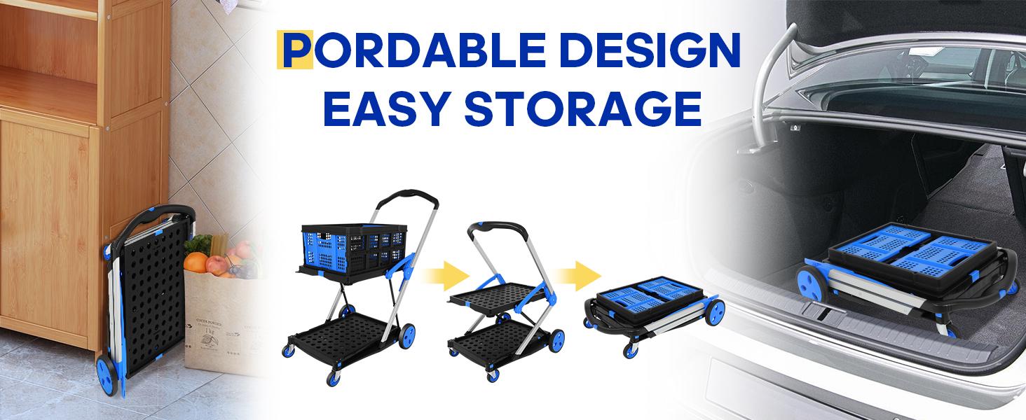 multifunctional folding cart,2 baskets included,collapsible Shopping Cart,storage cart,Modern Portable collapsible Multi-Tier double decker wagon,lightweight,BlackFriday
