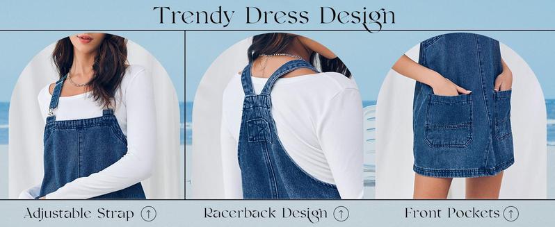 Imily Bela Women's Summer Cute Denim Overalls Dress Cozy Adjustable Strap Trendy Mini Jean Dresses