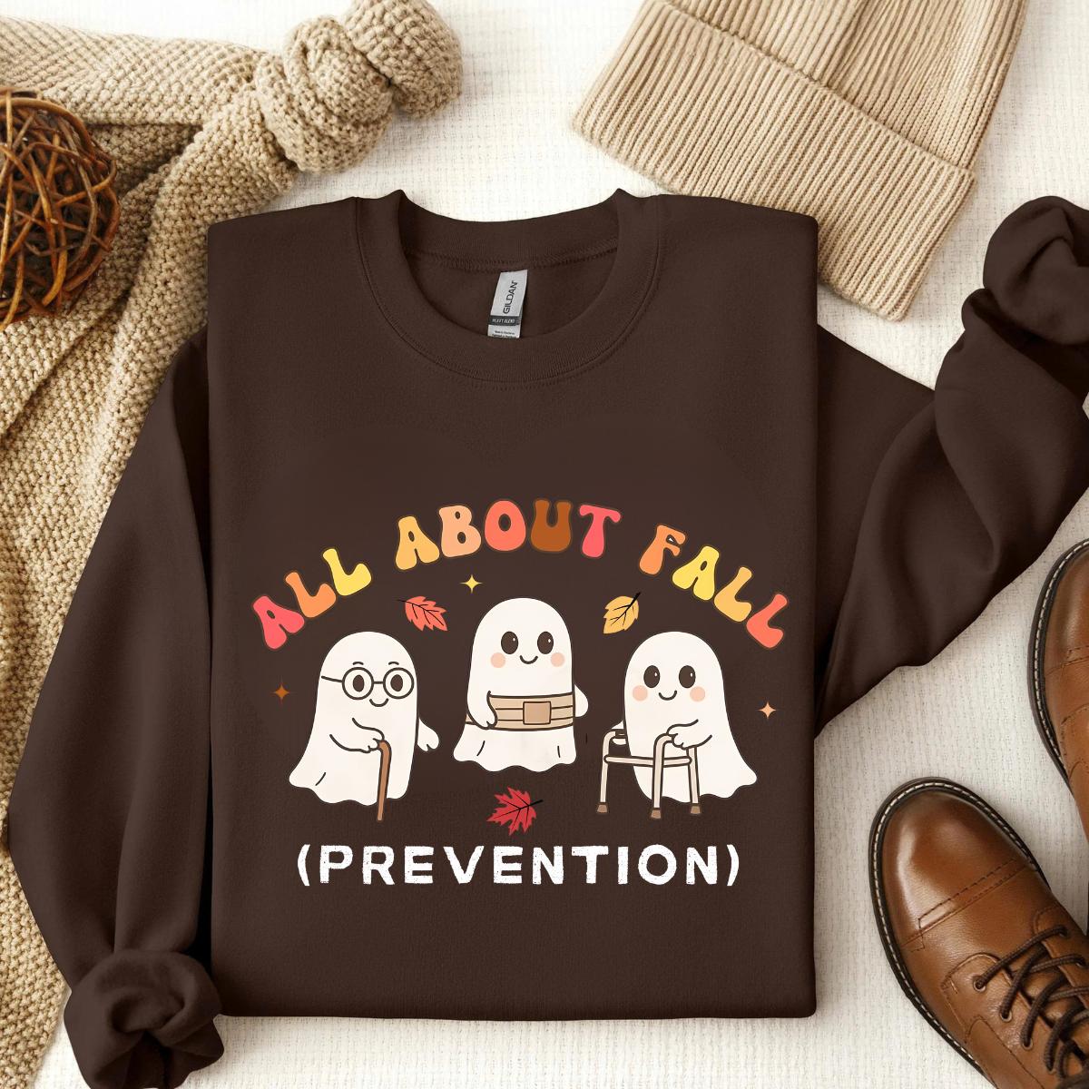 All About Fall Prevention Ghost Sweatshirt or T-Shirt, Cute Halloween Nursing Sweater, Funny Ghost Fall Safety Shirt, Autumn Occupational Therapy Gift All About Fall Prevention Ghost Sweatshirt or T-Shirt, Cute Halloween Nursing Sweater, Funny Ghost Fall Safety Shirt, Autumn Occupational Therapy Gift