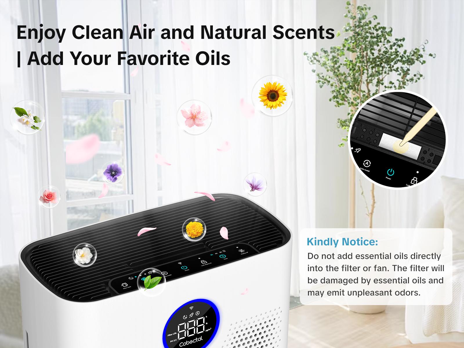 Smart WiFi Air Purifier with APP Control – H14 True HEPA High-Efficiency Filter, Ultra Quiet 24dB, 5 Fan Speeds & Auto Mode, Child Lock & Timer, Ideal for Bedroom, Living Room, Office home