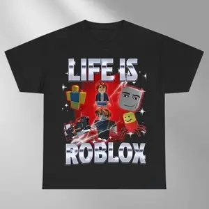 Roblox Meme Funny Gaming Kids Teens Fun Cartoon Video Game Graphic T-Shirt