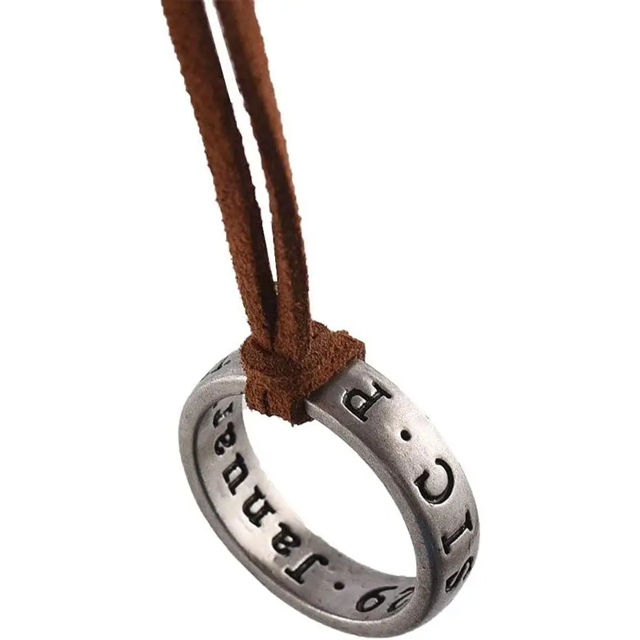 Uncharted 4 Nathan Drake Ring Necklace for Men with Adjustable Leather Cord Handmade