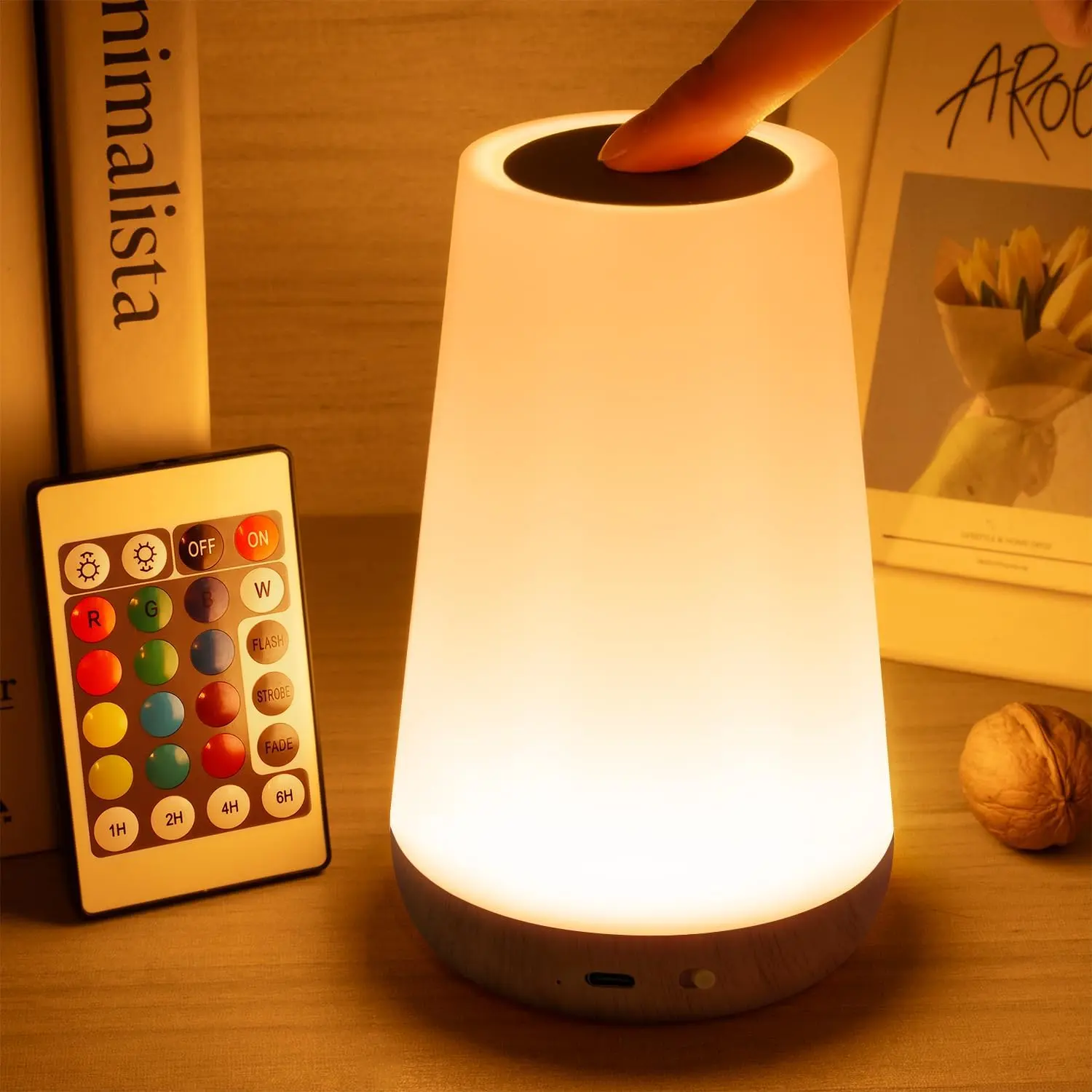 13-Color Touch & Remote-Controlled RGB Cordless Dome Color-Change Battery Brightness Table Lamp - Ambient Lighting, Eye-Protection Mode, Ideal for Children's Rooms, Home Decor, Holiday Gift, Cordless Table Lamps, Dome Table Lamps