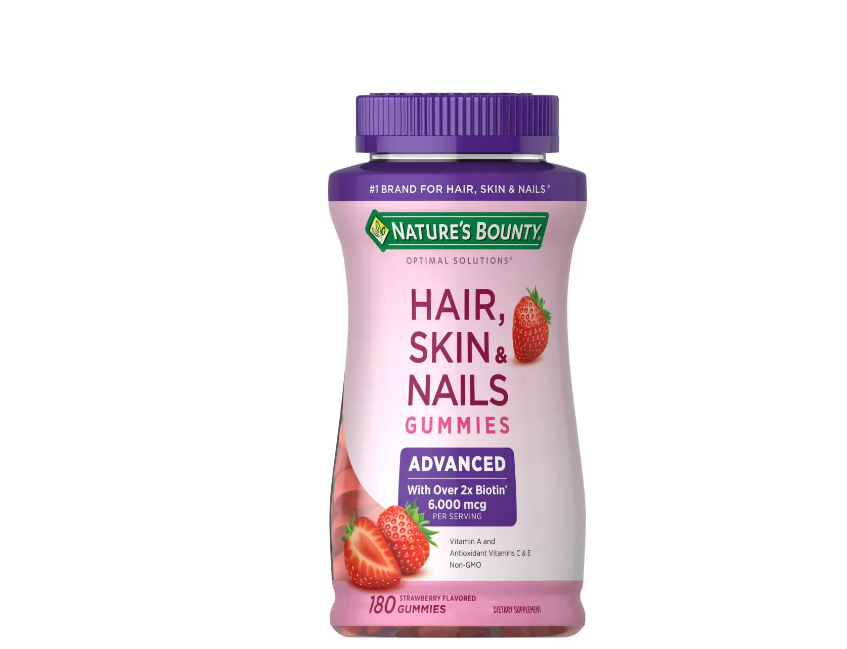 Nature’s Bounty Advanced Hair, Skin and Nails Vitamin, Women's Multivitamin, 2x Biotin, Strawberry Gummies, 180 Ct