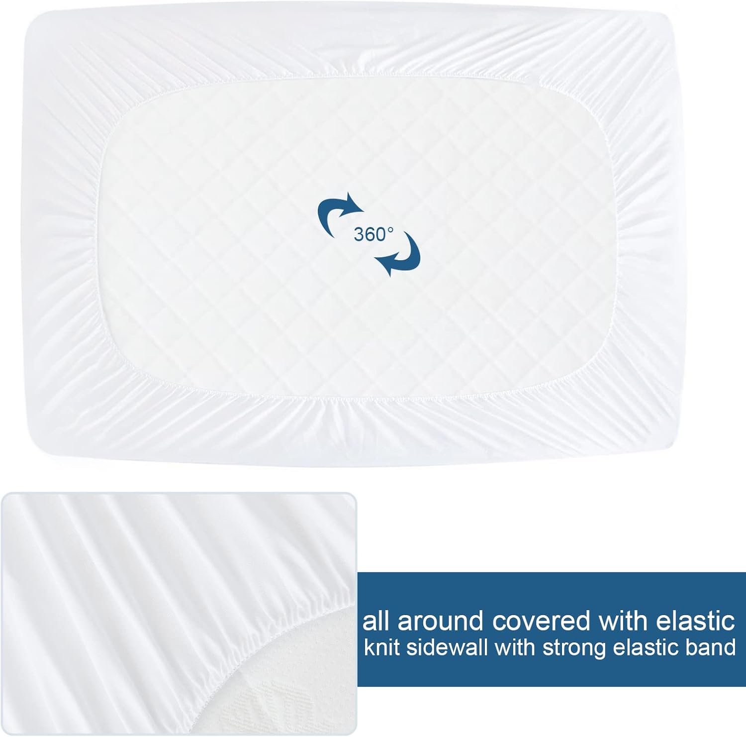 Premium Terry Waterproof Mattress Protector, Ultra-Soft Breathable Noiseless Absorbent Mattress Topper Cover Solid Color Fitted Sheet with Deep Pocket, Bed Cover Protector for Kids Adults Pets, Machine Washable #TiktokShopSpringGlowUp