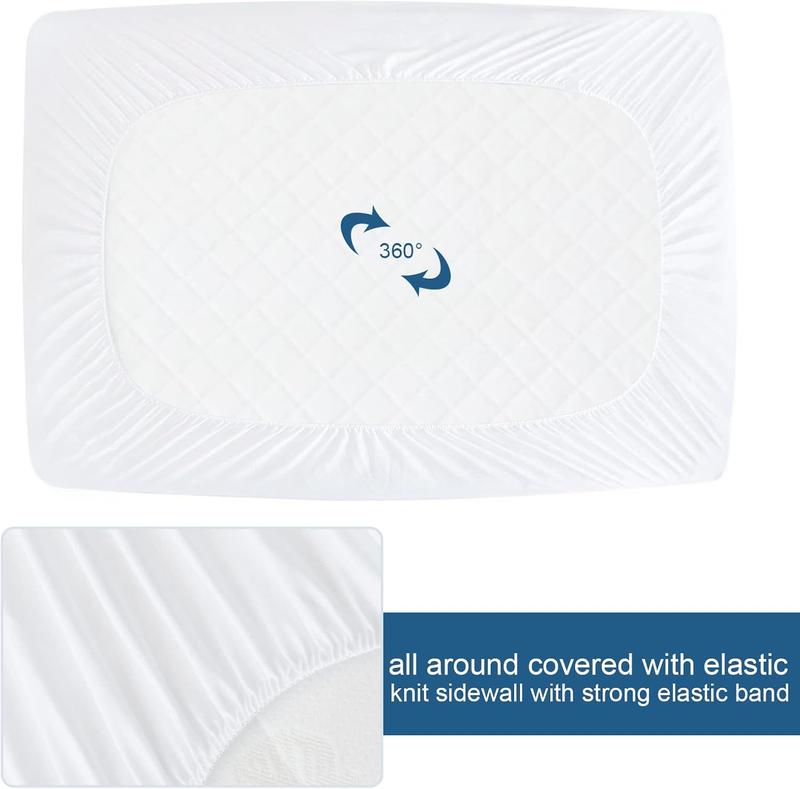 Premium Terry Waterproof Mattress Protector - Ultra-Soft Breathable Noiseless Absorbent Mattress Pad Mattress Topper Cover Solid Color Fitted Sheet with Deep Pocket Machine Washable #TiktokshopStockUp