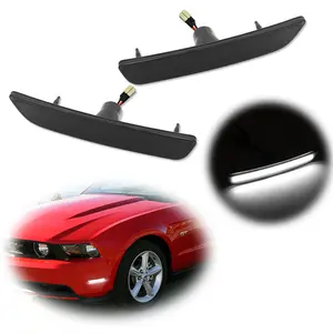 2PCS Front Bumper Side Marker White LED Lights For Ford Mustang 2010 2011 2012 2013 2014 Replace OEM # AR3Z-15A201-A, AR3Z-15A201-B, FO2551144