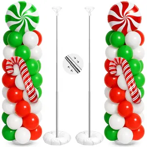 2 Sets Christmas Balloon Columns with Candy Cane Balloons for Party Decor