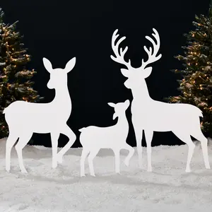 Best Choice Products 3-Piece 46in 2D Deer Family Silhouette Set, Outdoor Christmas Yard Decor w/ Buck, Doe, Fawn