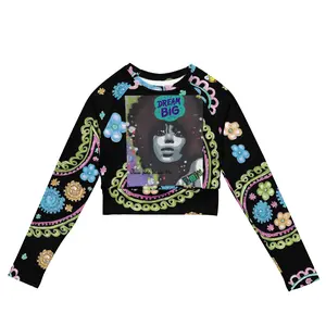 Dream Big Women’s Long Sleeve Crop Top – Artistic Streetwear & Sustainable Activewear | PHIM Movement