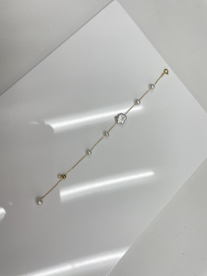 Freshwater Pearl Natural Pearl Star Bracelet Star shaped Baroque Pearl Bracelet Adjustable Tail Chain Fashionable Classic Cute