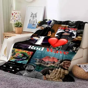 Aura Blankets Hip Hop Rapper Blanket Rod Wave Flannel Blanket Soft Warm Throw Bedroom Decor Napping Couch Sofa Bed Chair Cover for Boys Girls Superb Christmas blanket gift