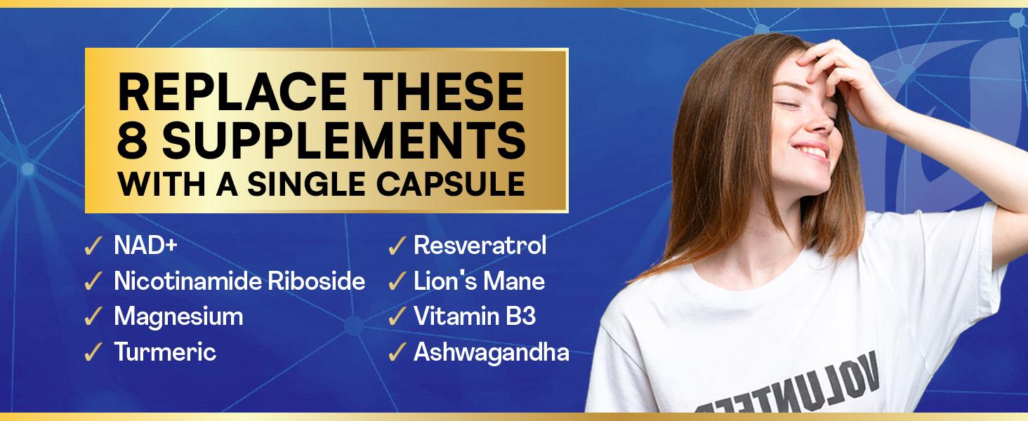 Parrox NAD+ Supplement - NMN Alternative | NR | Magnesium | Resveratrol Complex | Anti-Aging Support Healthcare | Vitamin Dietary Supplement - Made in USA - 60 Capsules