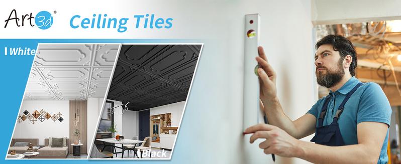 Art3d 24x48in Modern  Drop Ceiling Tiles - Pack of 12 Tiles PVC Decorative Wall Panel for Home Interior
