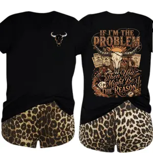 New Vintage If I’m the Problem, Then You Might Be The Reason Graphic Tee, Bold Cow Skull T-Shirt, Western Cowgirl Aesthetic, Gift For Unisex, Streetwear, Cotton, Fast Shipping,  Everyday,  Summer