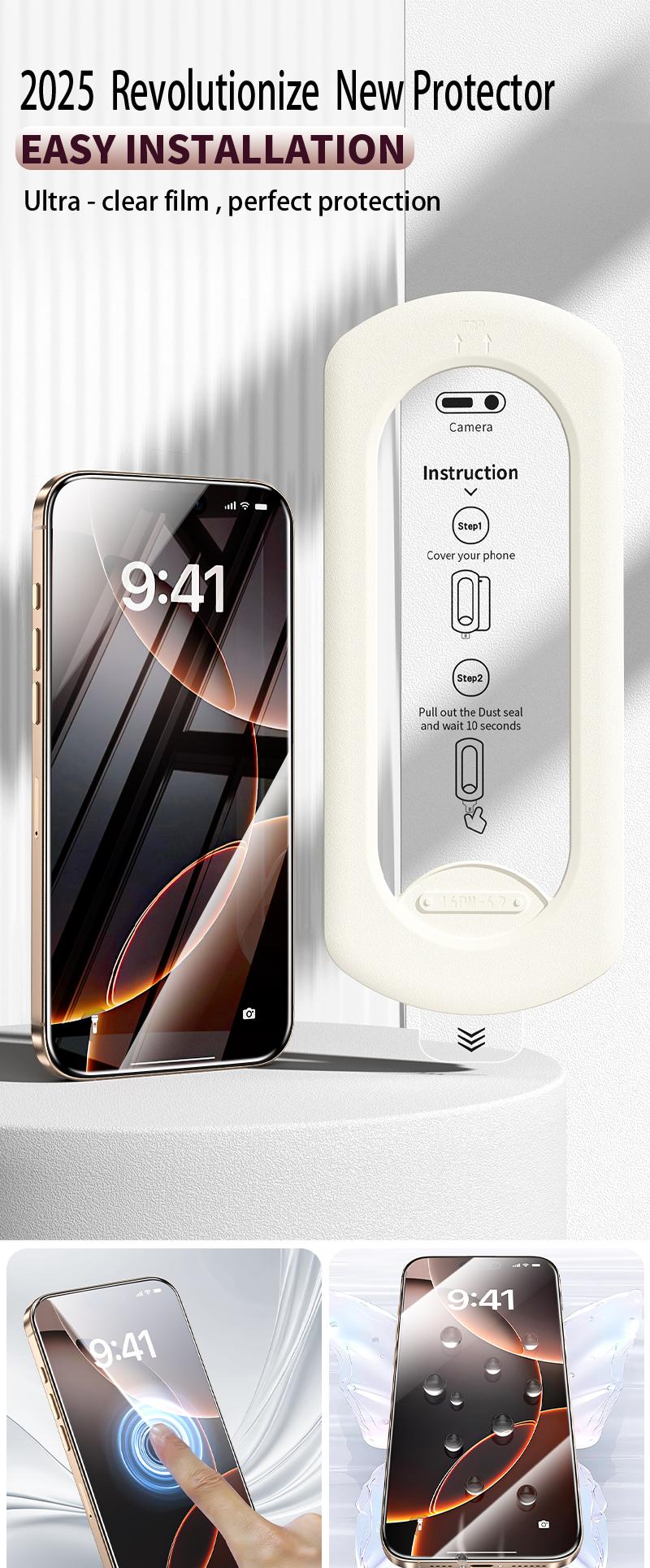 Premium Upgraded Privacy Screen Protector Dustproof Bubble-Free Design Ultra-Clear 2 Pack for iPhone Anti-Spy Fingerprint-Proof Tempered Glass Full Protection