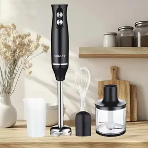 Hand Blender 500W 2-Speed Stick Mixer w/ Chopper SOKANY 4-in-1, Whisk, Beaker