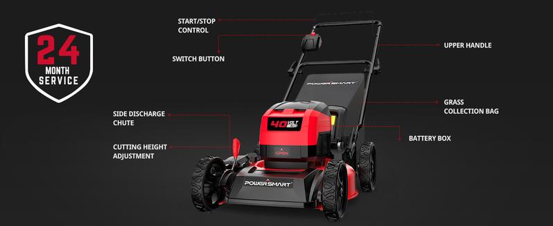 PowerSmart 40V 17" Cordless Lawn Mower, 3-in-1 Brushless Push Lawn Mower with 4.0 Ah Battery and Charger(MB2417A)
