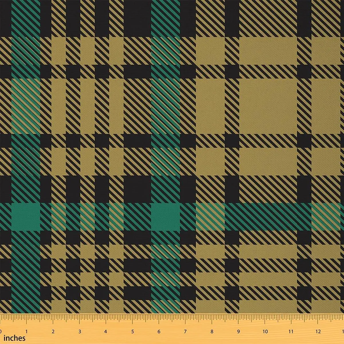 Feelyou Vintage Buffalo Check Plaid Polyester Fabric by the Yard, Waterproof Easy-Clean Indoor/Outdoor Chair Upholstery, Farmhouse Geometric Home/DIY Decorative Material, Green Black