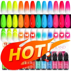 SAVILAND Airbrush Gel Nail Polish Set with 12 Vibrant Neon Colors – No Dilution Needed for French Tips, DIY Nail Art, Parties & Gifts