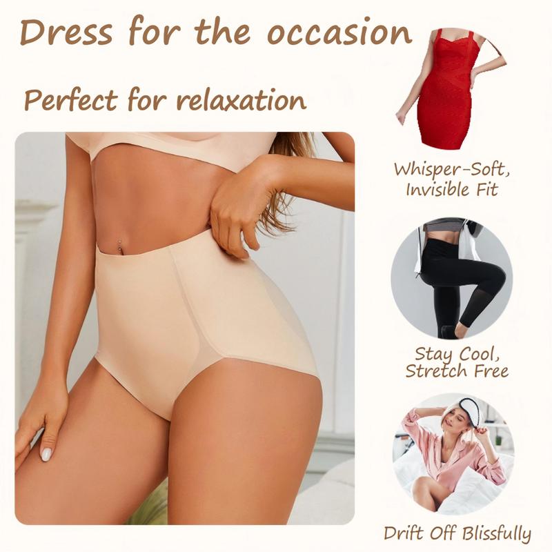 FINETOO Seamless Underwear High Waist Full Coverage Minimalist Skin Fit Stretch Briefs S-3XL Non-Marking Extra-High Waistband Comfortable womenswear