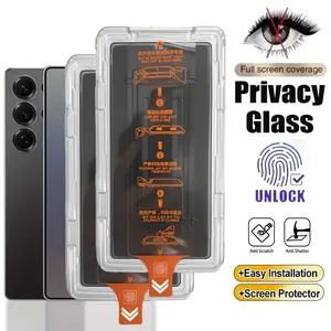 Privacy protective Screen Protector Glass for Samsung Galaxy S24 series, Fingerprint Resistant Bubble-Free Installation 9H Scratch Resistance Military-Grade Shatterproof Protection One Click Easy Installation