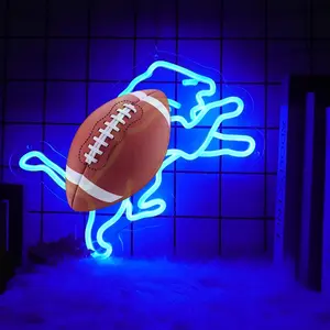 Football Neon Signs for Bar,Neon Signs for Man Cave or Garage Birthday Gifts,Team Logo Light Up Sign for Bar Dorm、 Party、 Game Room 18