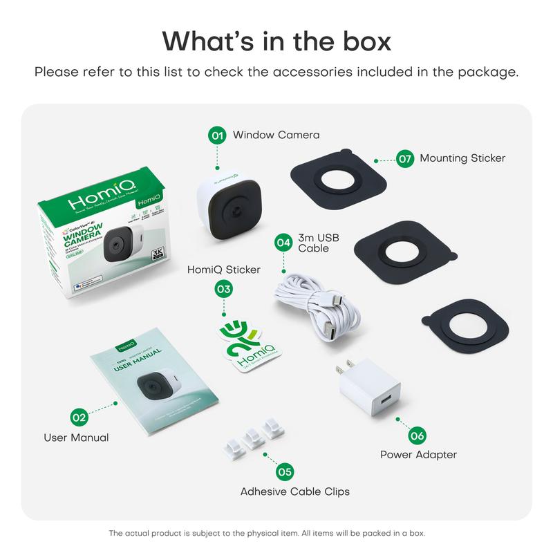 HomiQ AI 3K 5MP Magnetic Window Camera, 2.4/5GHz Dual-Band WiFi Indoor Security Camera, Color Night Vision, AI Smart Video Search & Auto Highlights, 24/7 Recording, Motion Detection, Easy Install Phone & SD