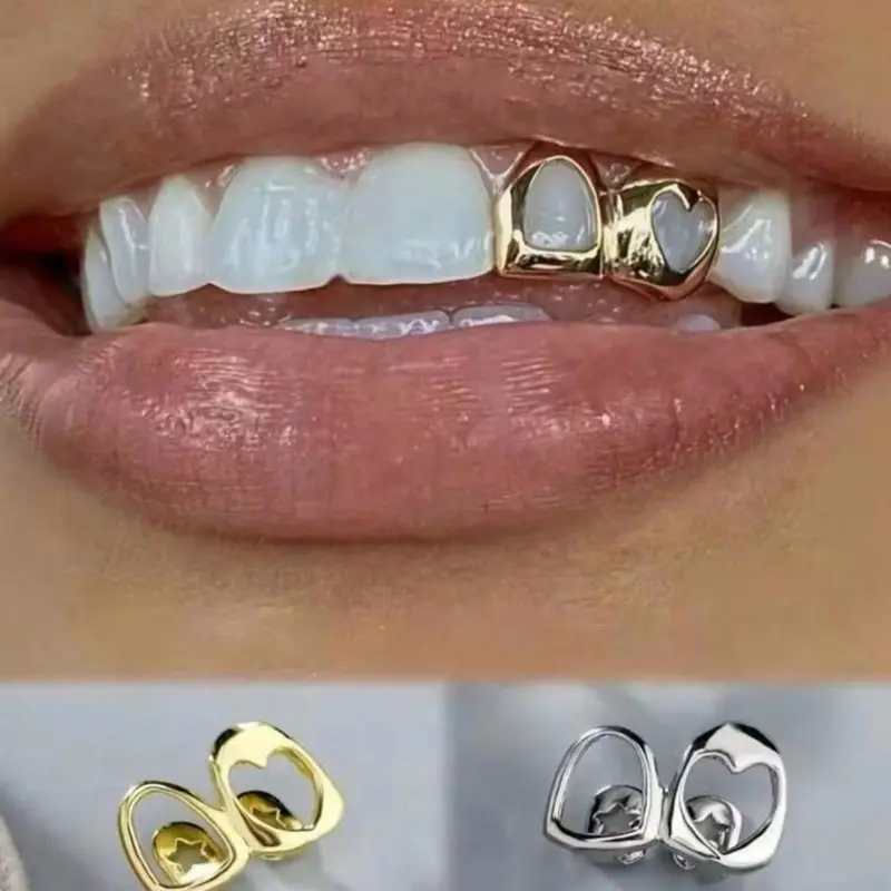 Valentine's Heart Grillz: Hip Hop Dental Jewelry, Edgy Couple Gift & Light Luxury Accessory &Romantic Edge Gift &Hip Hop Fashion Grillz &Gift For Music & Fashion Lover