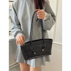 Women's Underarm Bag, New Casual Stylish Solid Color Tote, Simple Vintage Commuter Shoulder Bag, Fashion Versatile Large Capacity Handbag, Daily Commuting Bags