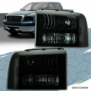 CROSSDESIGN Clear Corner Black Headlights Lamps Fit For 05-07 F250 F350 F450 F550 Super Duty