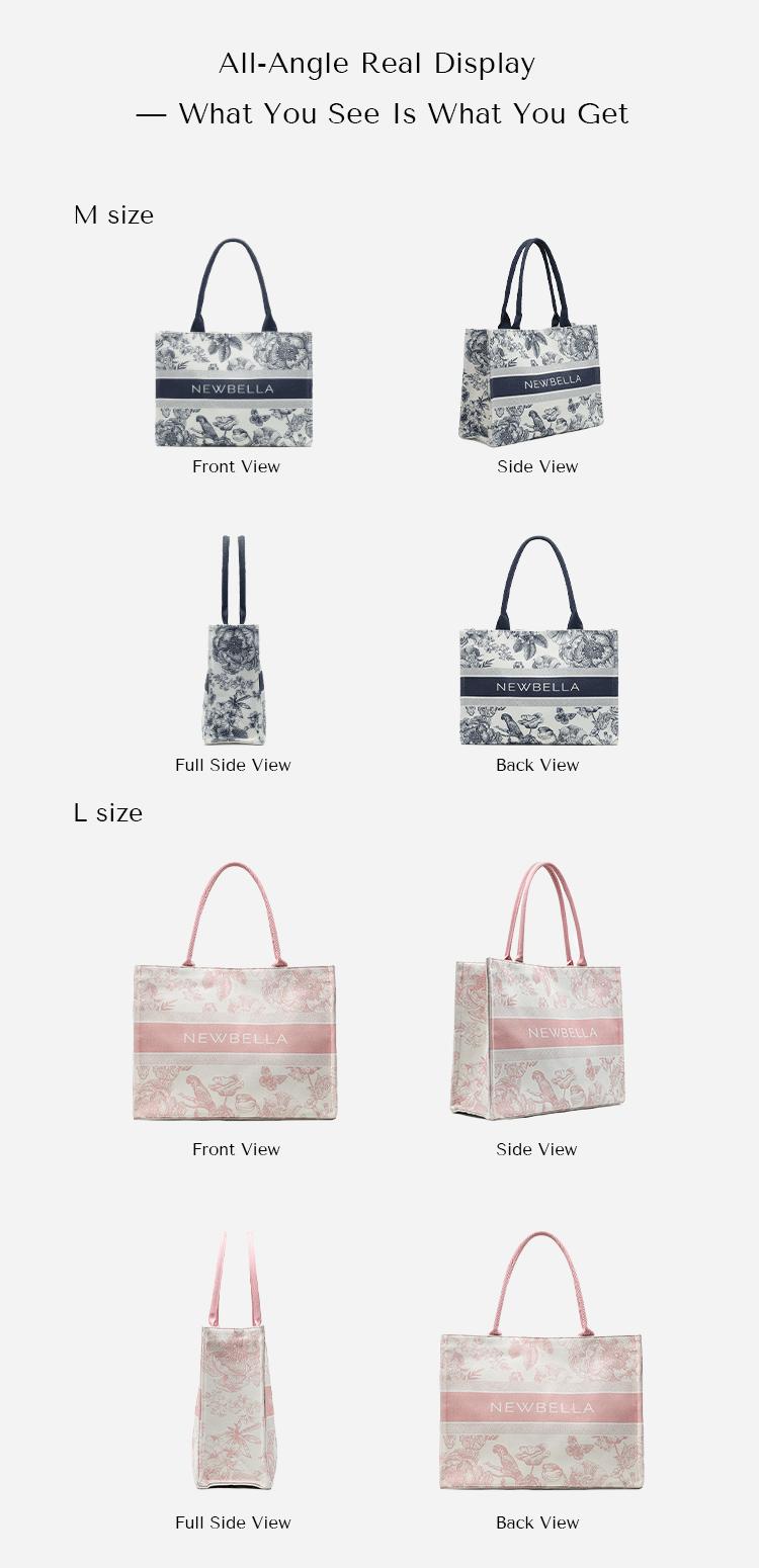 NEWBELLA Lynne Canvas Collection Commute Daily Tote Bags for Women with Floral Print Magnetic Closure Fashionable & Practical Casual Everyday Companion