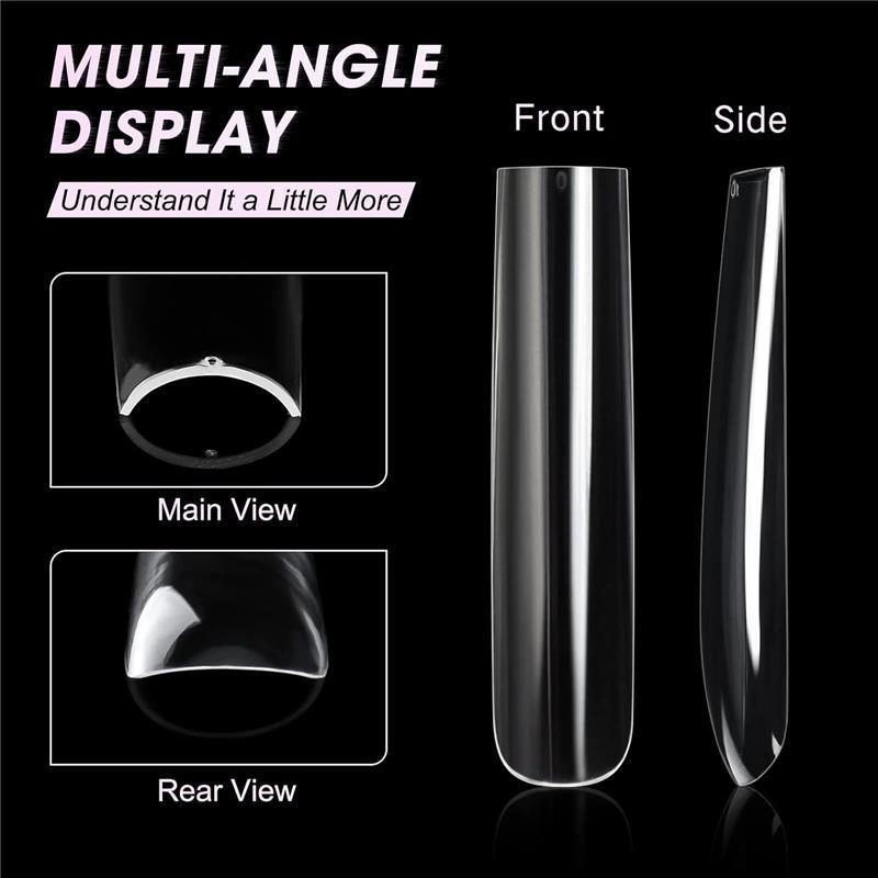 Extra Long Square Full Cover Nail Tips 240PCS XXXL Clear 12 Sizes Tapered Square Press on Fake Nails for Acrylic Nails Salons Home DIY with Box