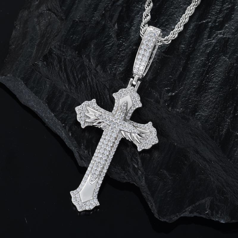 【##P681】Cross Pendant UCCIYO S925 Sterling Silver Synthetic Moissanite Pendant Necklace for Women Men Hip Hop Jewelry Gift Cross