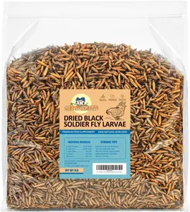 5LB Dried Black Soldier Fly Larvae Treat for Chicken More Calcium Than Mealworms,for Laying Hen,Wild Birds (5 Pound)