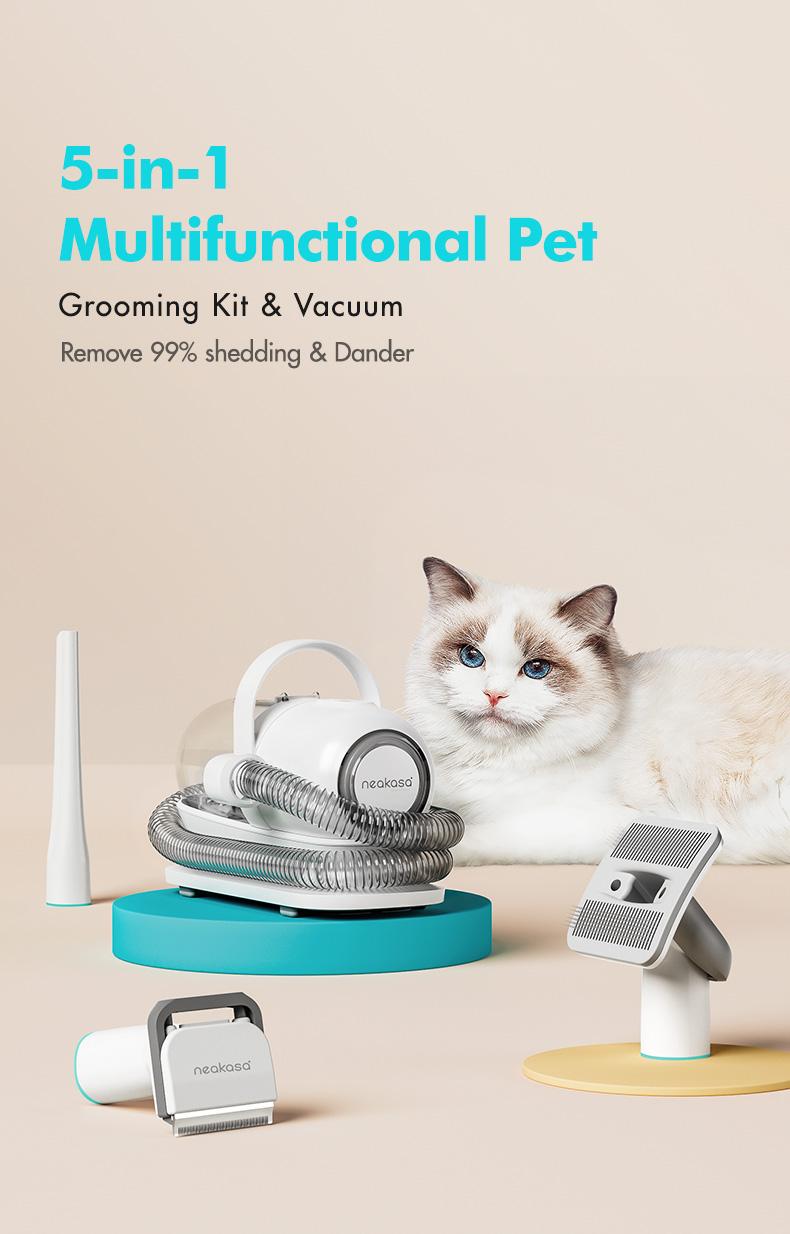 Neakasa P1 Pro Pet Grooming Kit & Vacuum Suction 99% Pet Hair with 5 Professional Grooming Shedding Tools for Dogs Cats and Other Animals