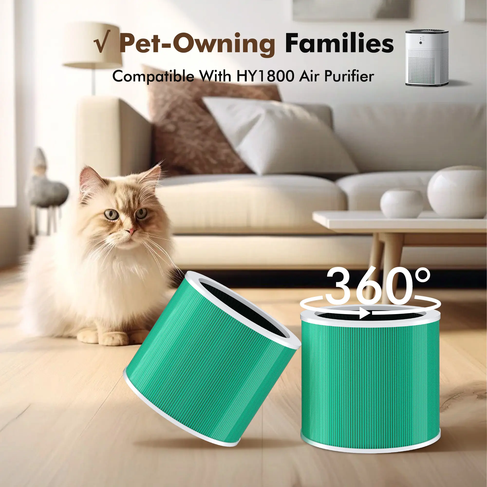 CHIVALZ HY1800 Air Purifier Replacement Filter, 3-in-1 Filtration, High-Efficiency Activated Carbon, True HEPA Filter di yair,Halloween gifts, Christmas gifts, birthday gifts Portable HEPA